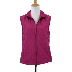 Columbia Jacket Women L Large Pink Media Wool Blend Knitted Back Full Zip Vest